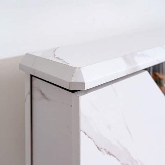 棚・照明付きベッドフレーム(大理石調 SD WH) 8枚目画像