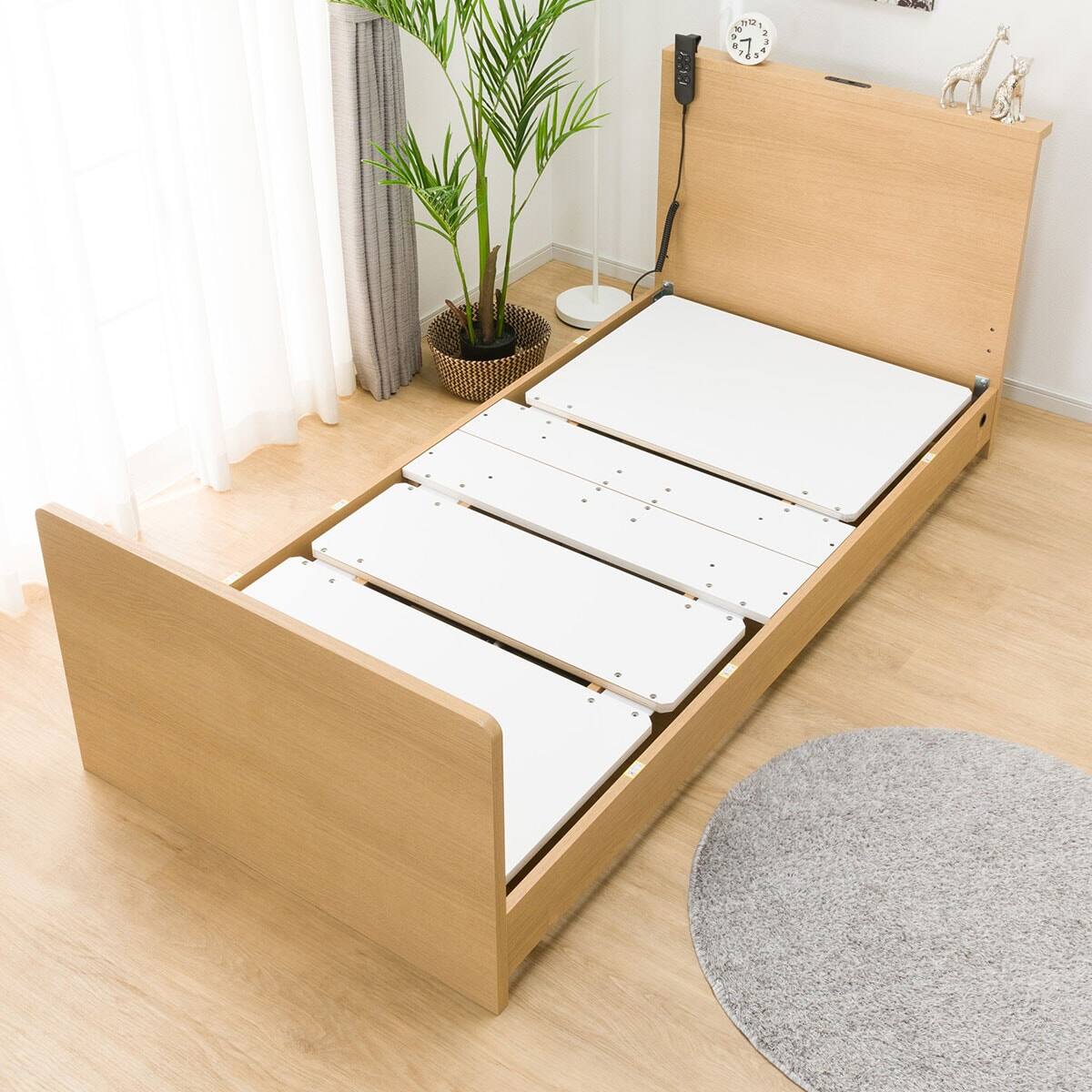 非課税】電動シングルベッドフレーム + マットレス + サイドガード2本