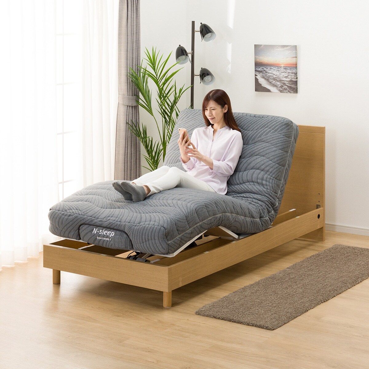 ONETIGRIS DYN マットレス 201×132×10cm 非課税】電動シングルベッドフレーム＋マットレスセット(NS001