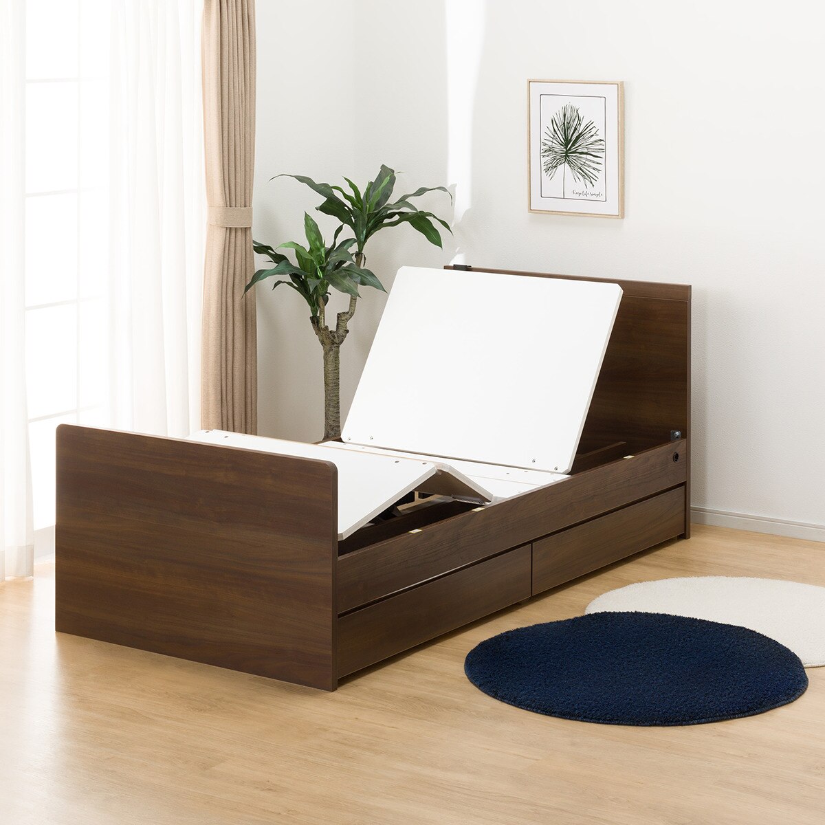 非課税】電動シングルベッドフレーム＋マットレスセット(NS001 DR MBR