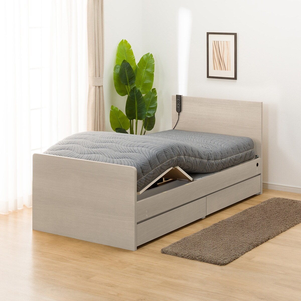 (現地引き渡し)ニトリベッドフレーム＆マットレス 頑丈ロングベッドフレーム(S NA) | ニトリネット【公式】 家具