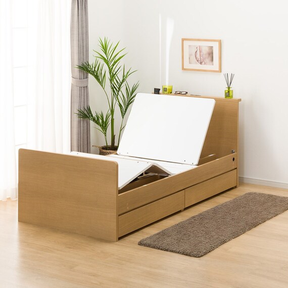 【非課税】電動シングルベッドフレーム(NS002 DR LBR) 5枚目画像