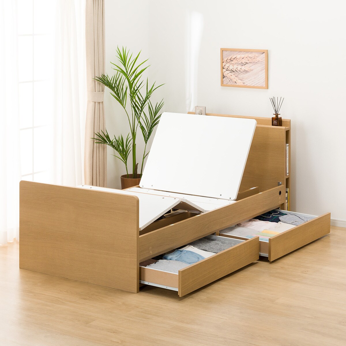 非課税】電動シングルベッドフレーム(NS003 DR LBR) | ニトリネット