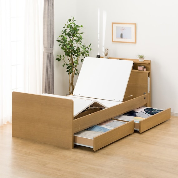 【非課税】電動シングルベッドフレーム(NS004 DR LBR) 6枚目画像