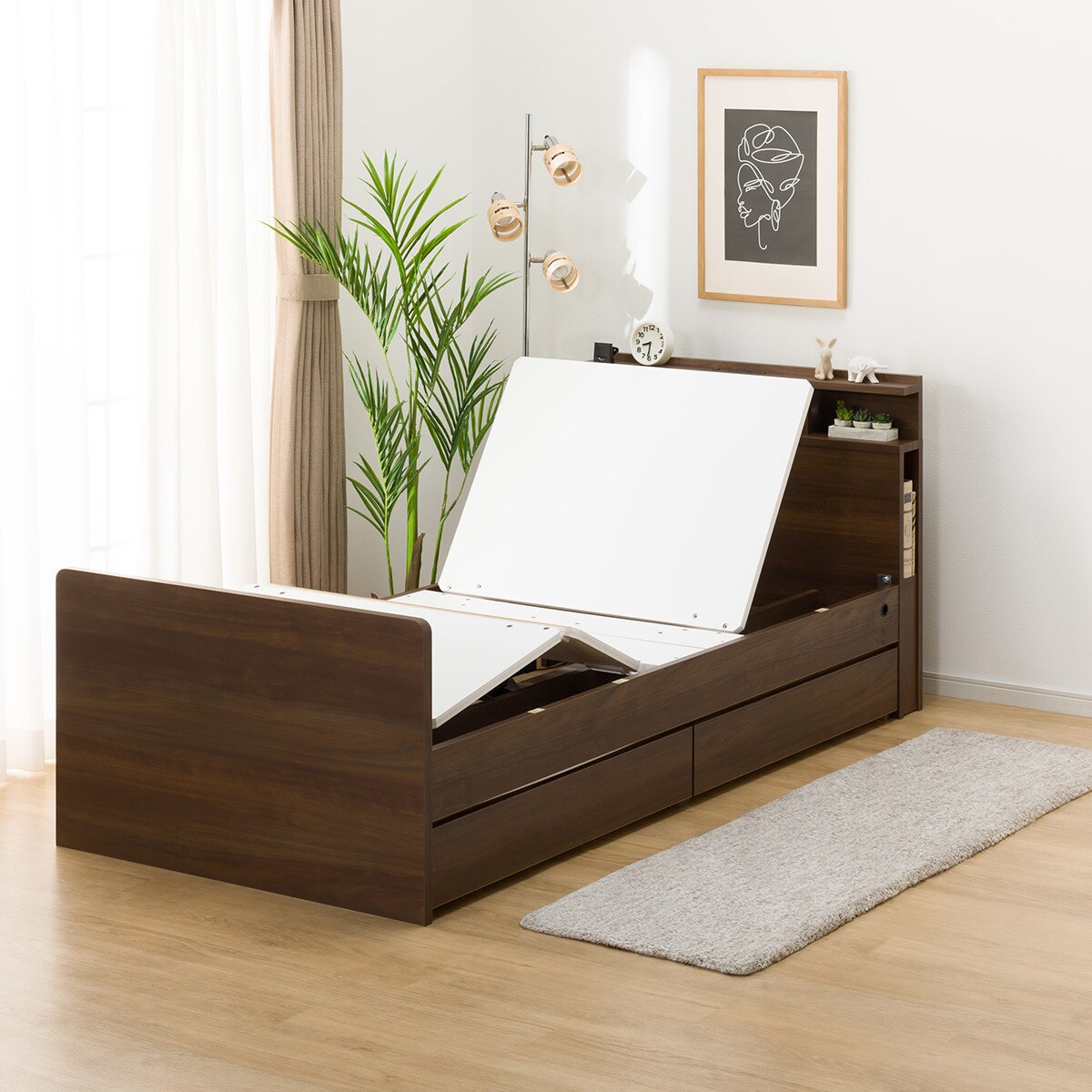 非課税】電動シングルベッドフレーム＋マットレスセット(NS004 DR MBR