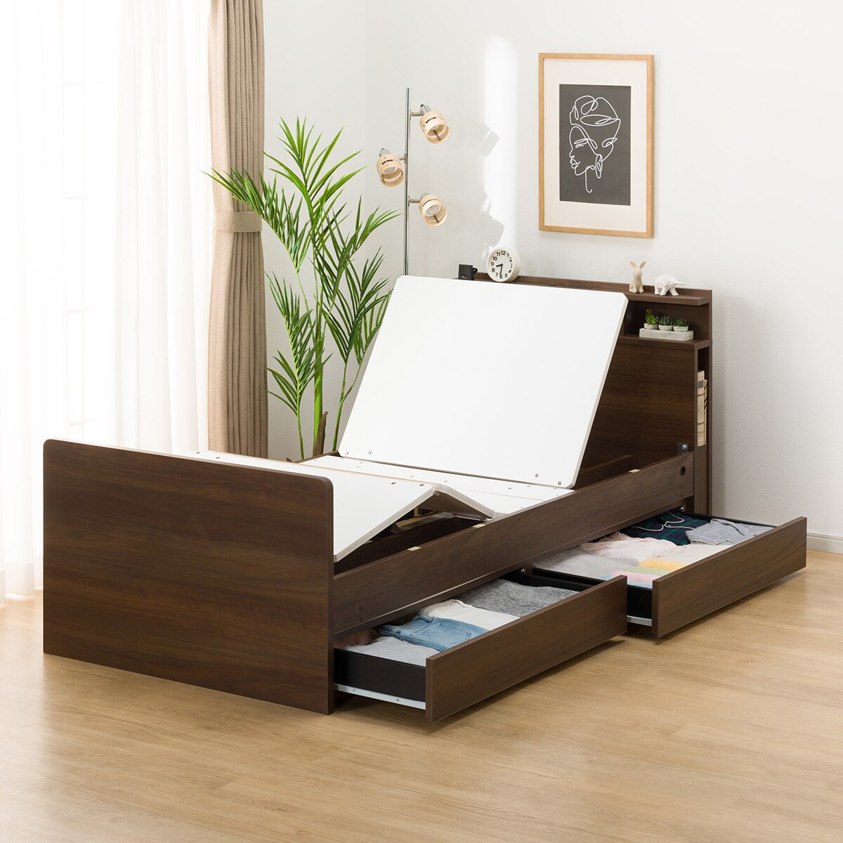 非課税】電動シングルベッドフレーム＋マットレスセット(NS004 DR MBR