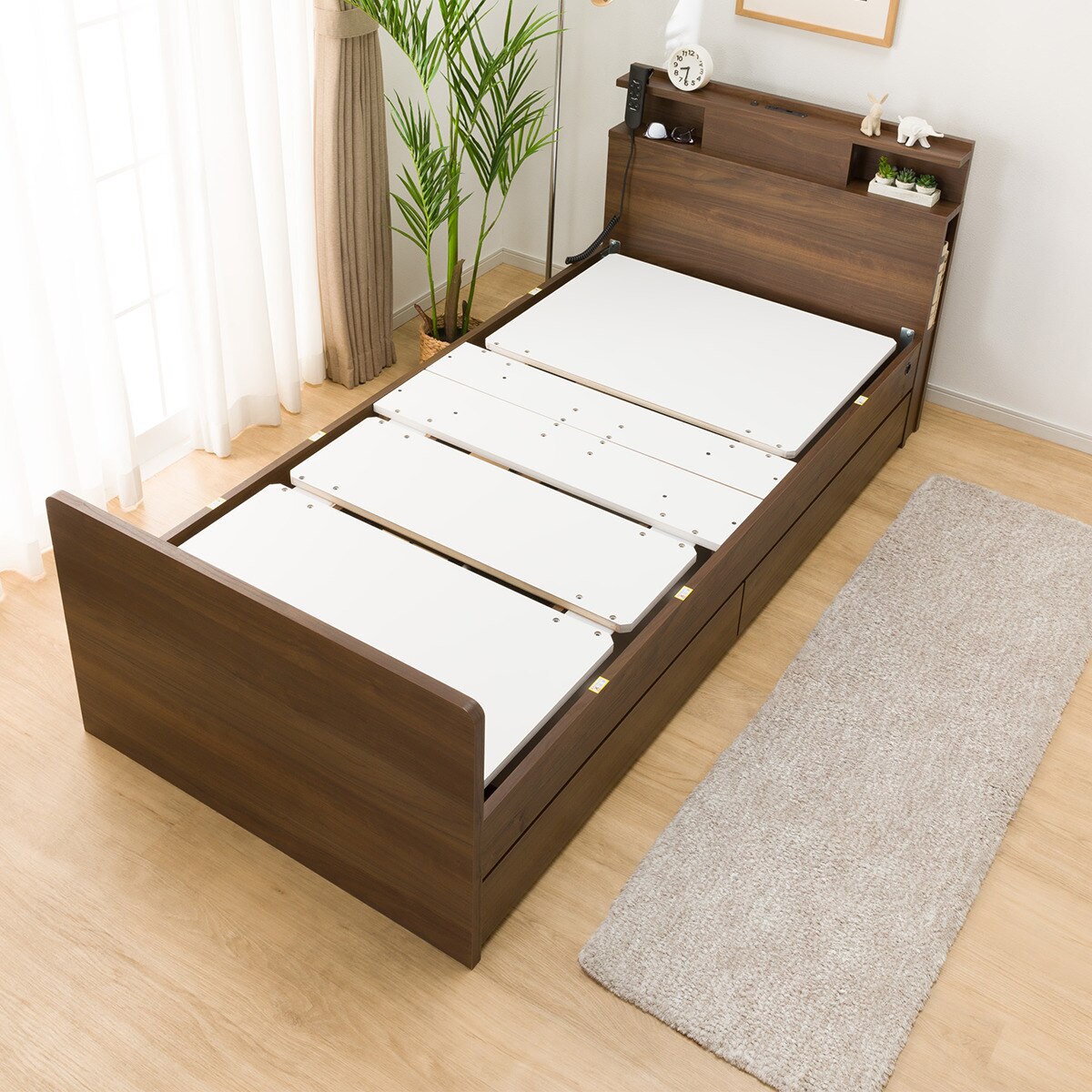 非課税】電動シングルベッドフレーム + マットレスセット(NS004 DR MBR