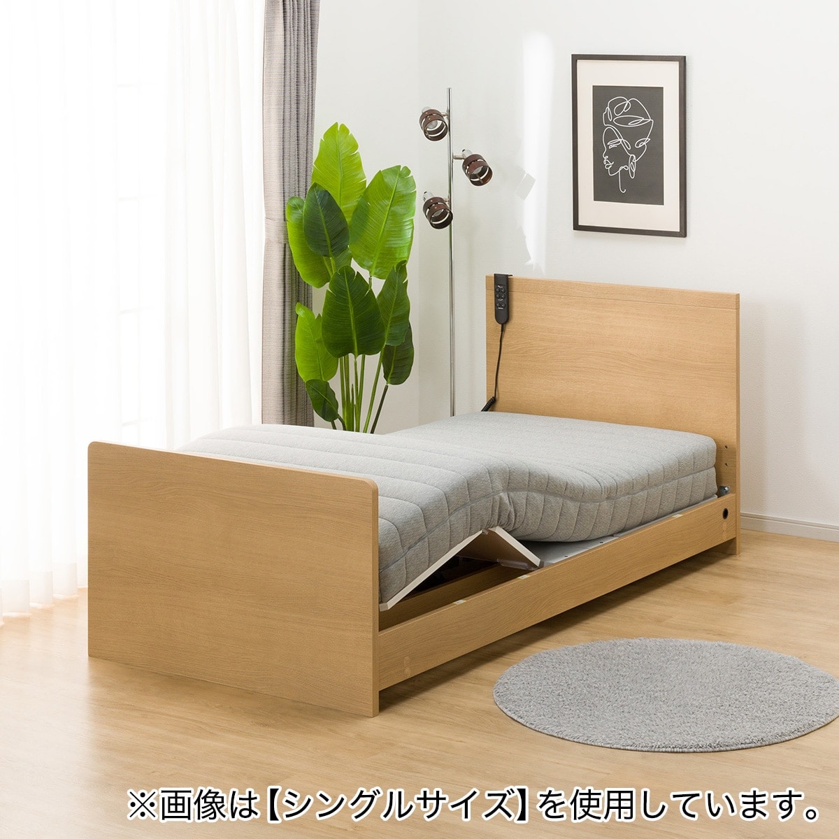 電動セミダブルベッドフレーム＋マットレスセット(NS001 ST LBR