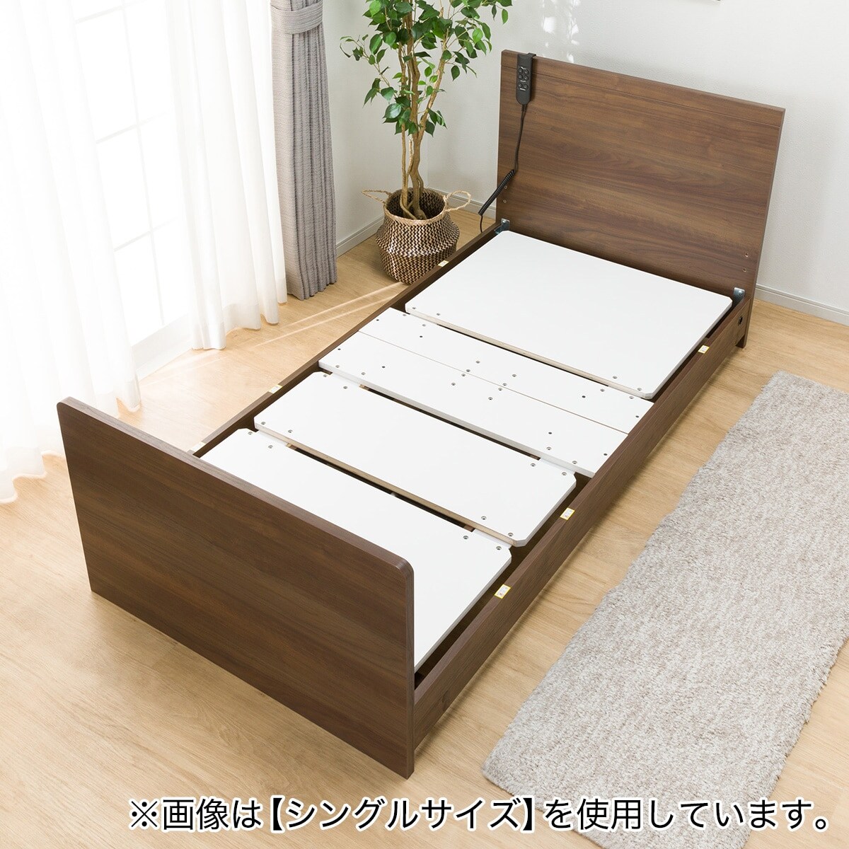 【引取限定：大阪】セミダブルベッド　ニトリ ニトリ ダブルすのこベッドフレーム(EB-002 引出し収納付き WW