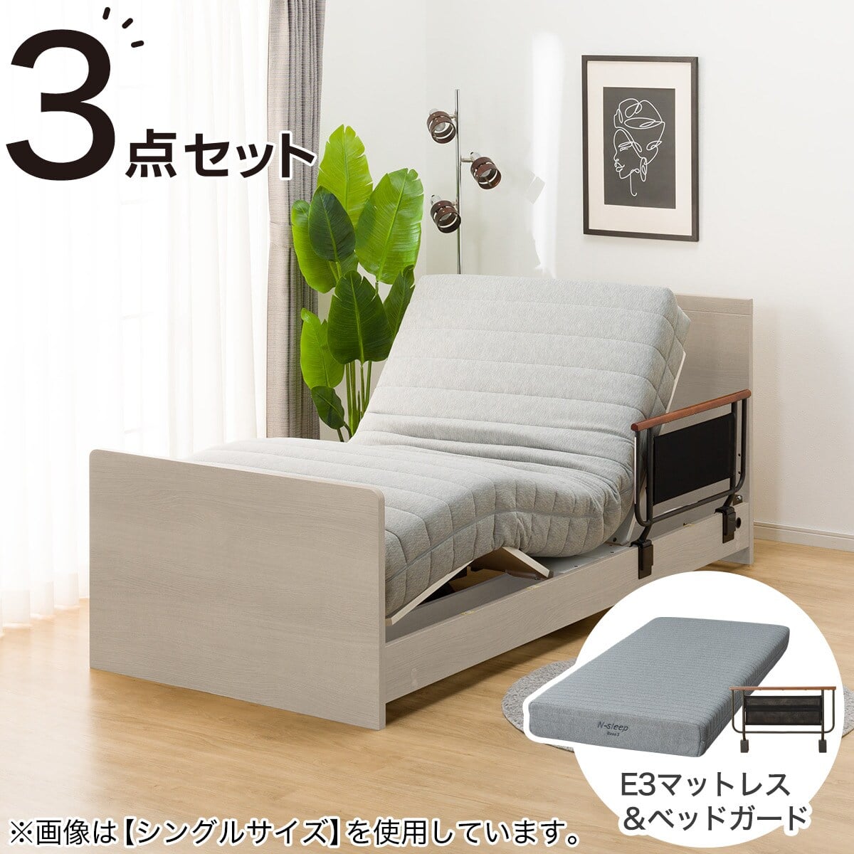 電動ベッド + マットレスセット セミダブル (NS001 ST GW / E2-04