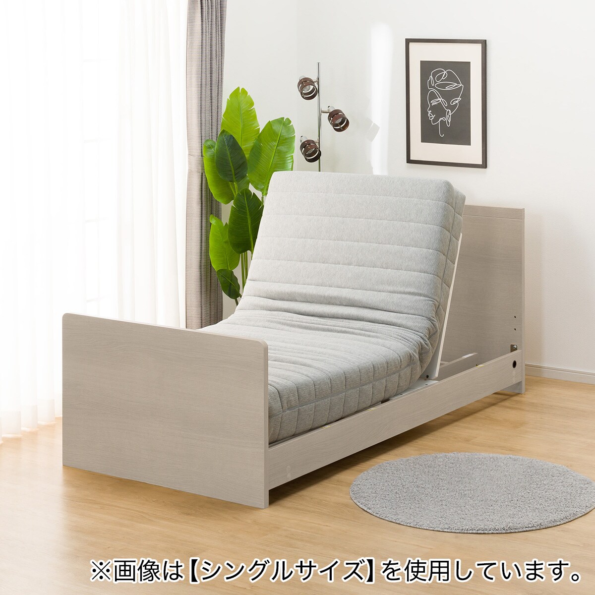 電動セミダブルベッドフレーム＋マットレスセット(NS001 ST GY