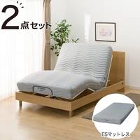 電動ベッド + マットレスセット セミダブル (NS001 LEG LBR / E5-02)