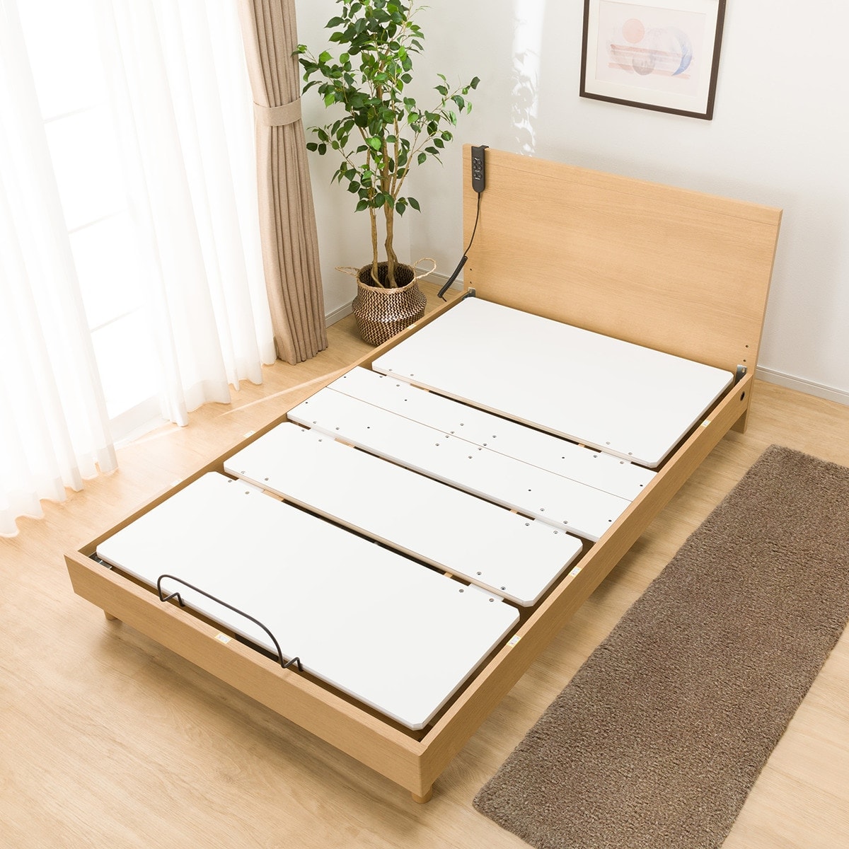 電動セミダブルベッドフレーム(NS001 LEG LBR) | ニトリネット【公式