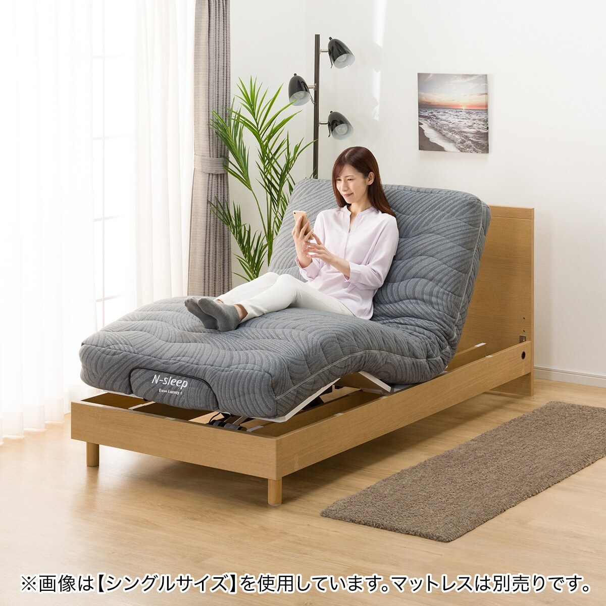 ベッド詳細 電動セミダブルベッドフレーム(NS001 LEG LBR) | ニトリネット【公式