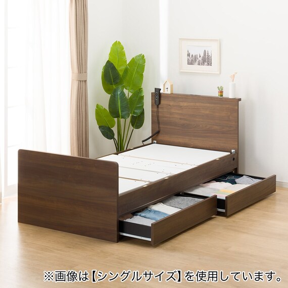電動セミダブルベッドフレーム + マットレスセット(NS002 DR MBR/E2-04 