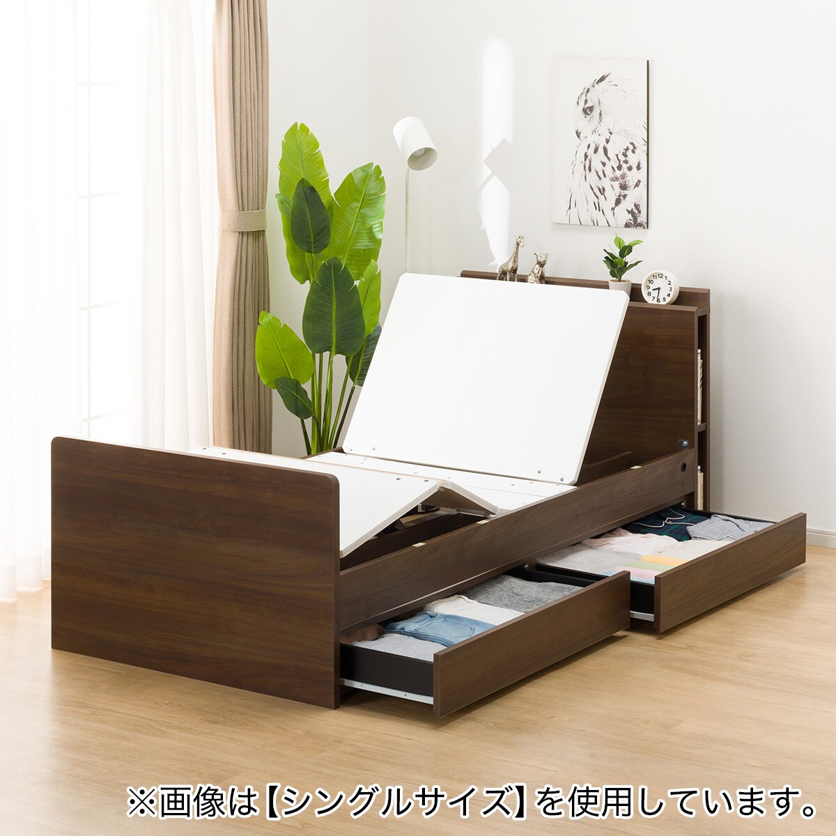 電動セミダブルベッドフレーム＋マットレスセット(NS003 DR MBR/E3-05