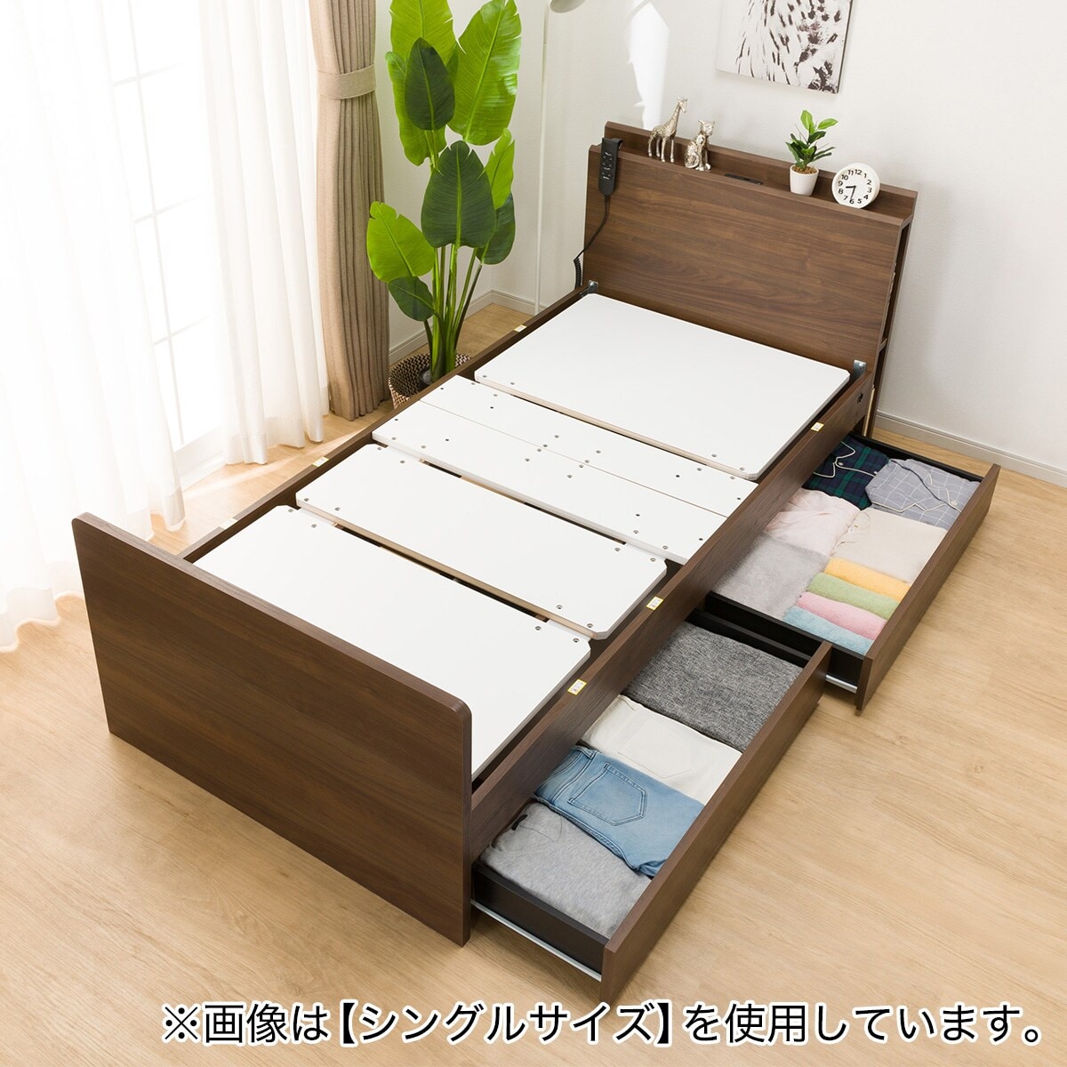 電動セミダブルベッドフレーム＋マットレスセット(NS003 DR MBR/E3-05