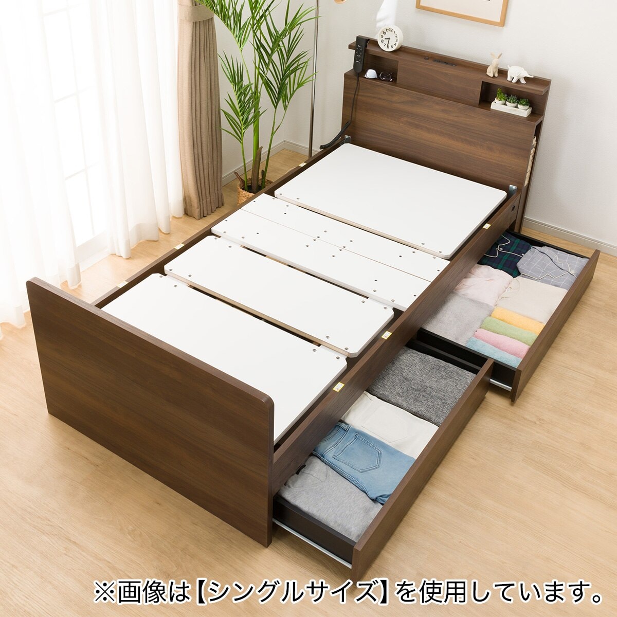 電動セミダブルベッドフレーム＋マットレスセット(NS004 DR MBR/E2-04