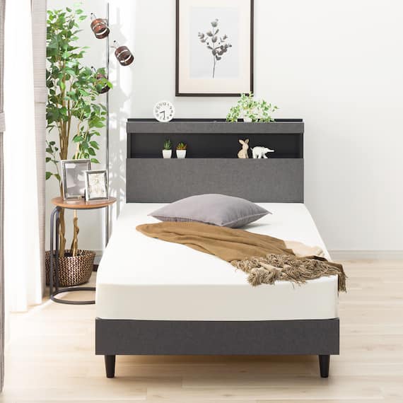 シングル 棚付きすのこベッドフレーム(NS-005 LEG/LOW すのこ GY2) 5枚目画像