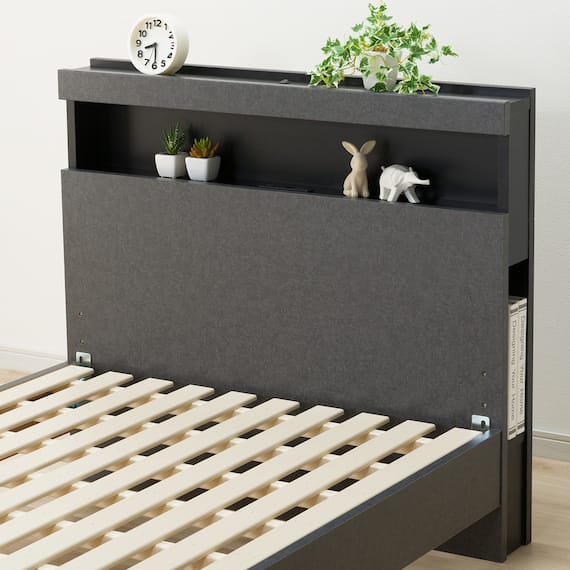 シングル 棚付きすのこベッドフレーム(NS-005 LEG/LOW すのこ GY2) 7枚目画像