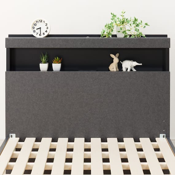 シングル 棚付きすのこベッドフレーム(NS-005 LEG/LOW すのこ GY2) 12枚目画像