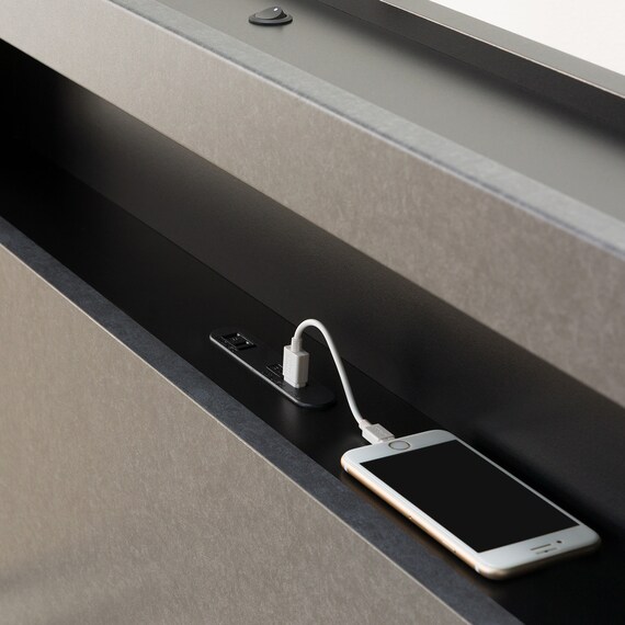 ベッドフレーム シングル 棚・サイド収納・ライト付きタイプ2 (NS-005 LEG/LOW すのこ GY2) 9枚目画像