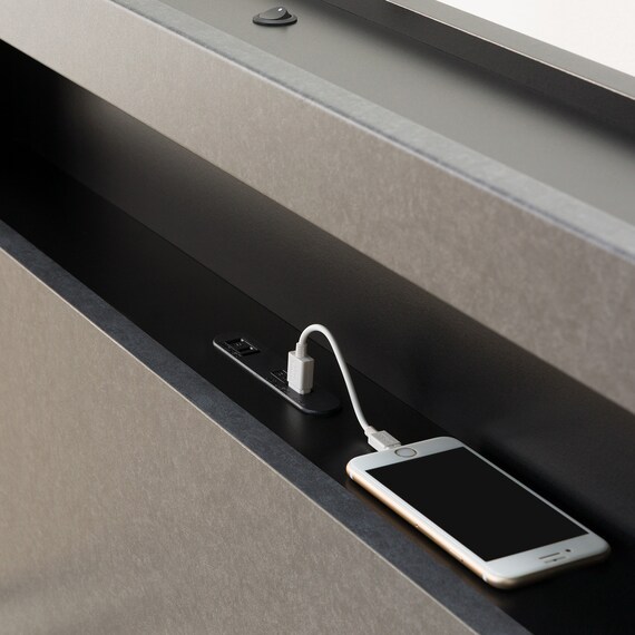 ダブル 棚付きすのこベッドフレームNS-005 LEG/LOW すのこ GY2) 6枚目画像