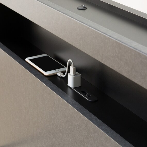 ダブル 棚付きすのこベッドフレームNS-005 LEG/LOW すのこ GY2) 7枚目画像