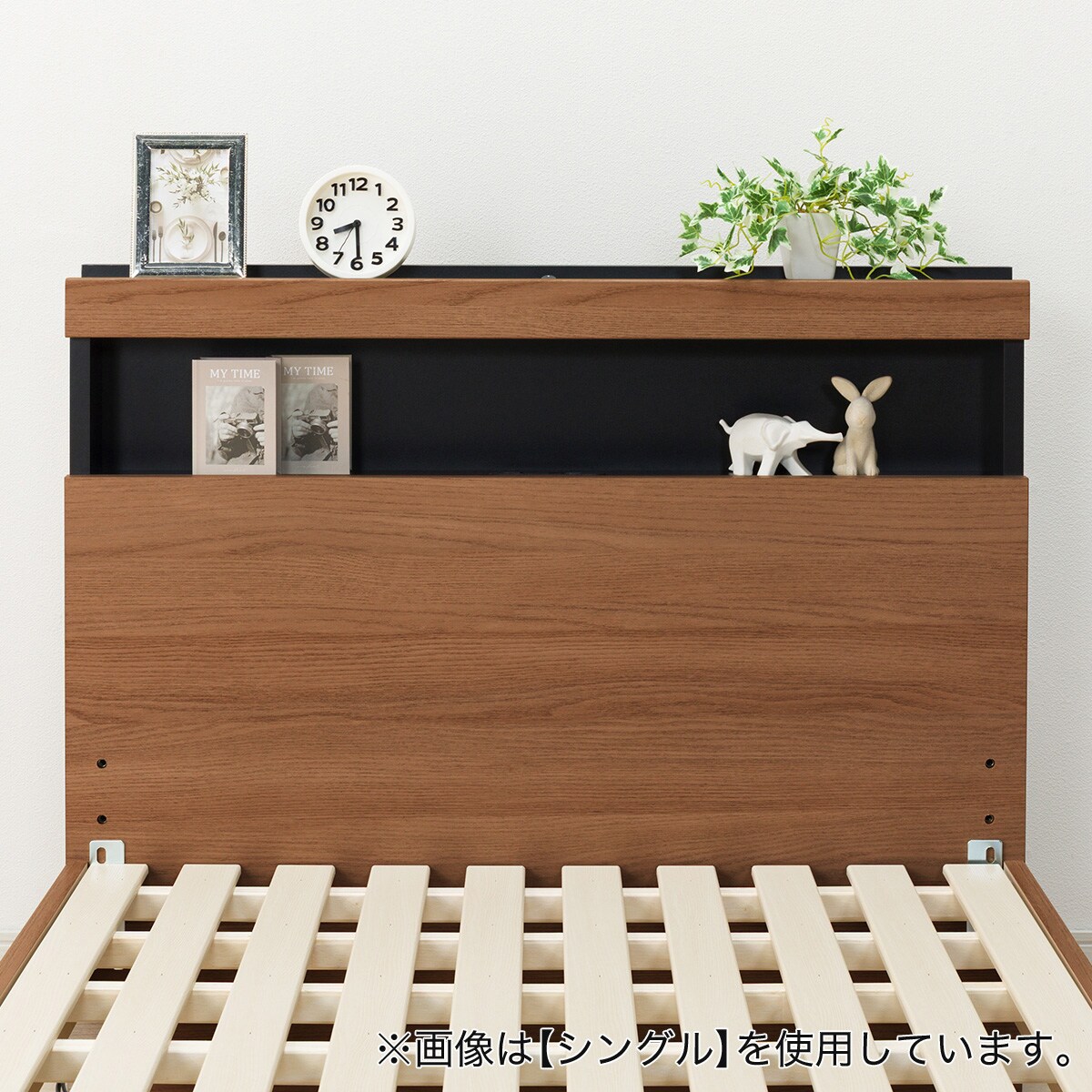 ダブル 棚付きすのこベッドフレームNS-005 LEG/LOW すのこ MBR