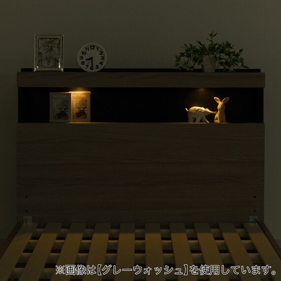 ダブル 棚付きすのこベッドフレームNS-005 LEG/LOW すのこ MBR) 13枚目画像