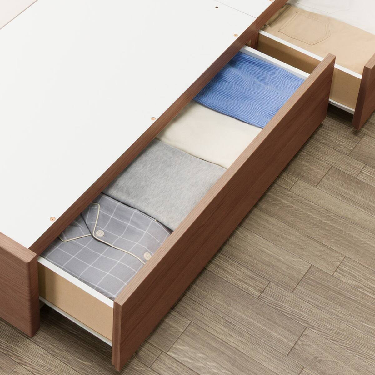 シングル 棚・ 収納付きベッドフレーム(NS-005 浅型 床板 MBR