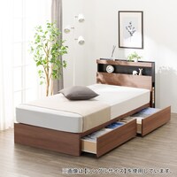クイーン 棚・ 収納付きベッドフレーム(HF-305 浅型 床板 MBR)