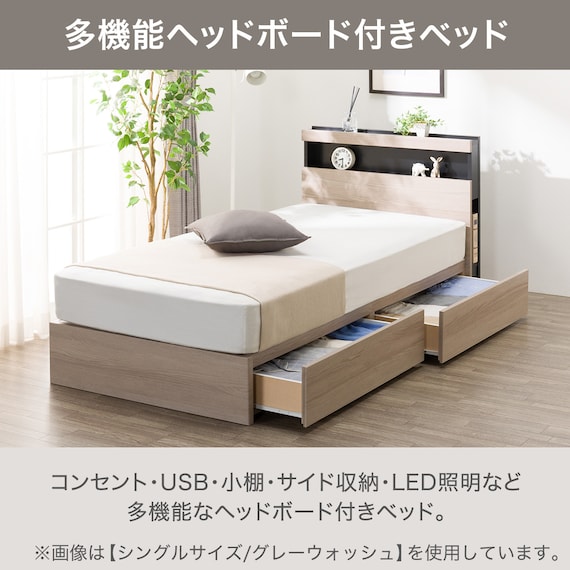 クイーン 棚・ 収納付きベッドフレーム(NS-005 浅型 床板 MBR) 2枚目画像