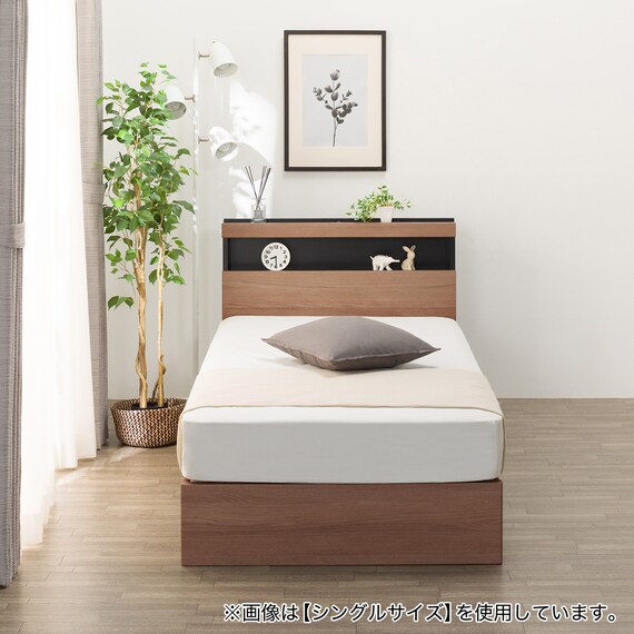 クイーン 棚・ 収納付きベッドフレーム(NS-005 浅型 床板 MBR) 3枚目画像