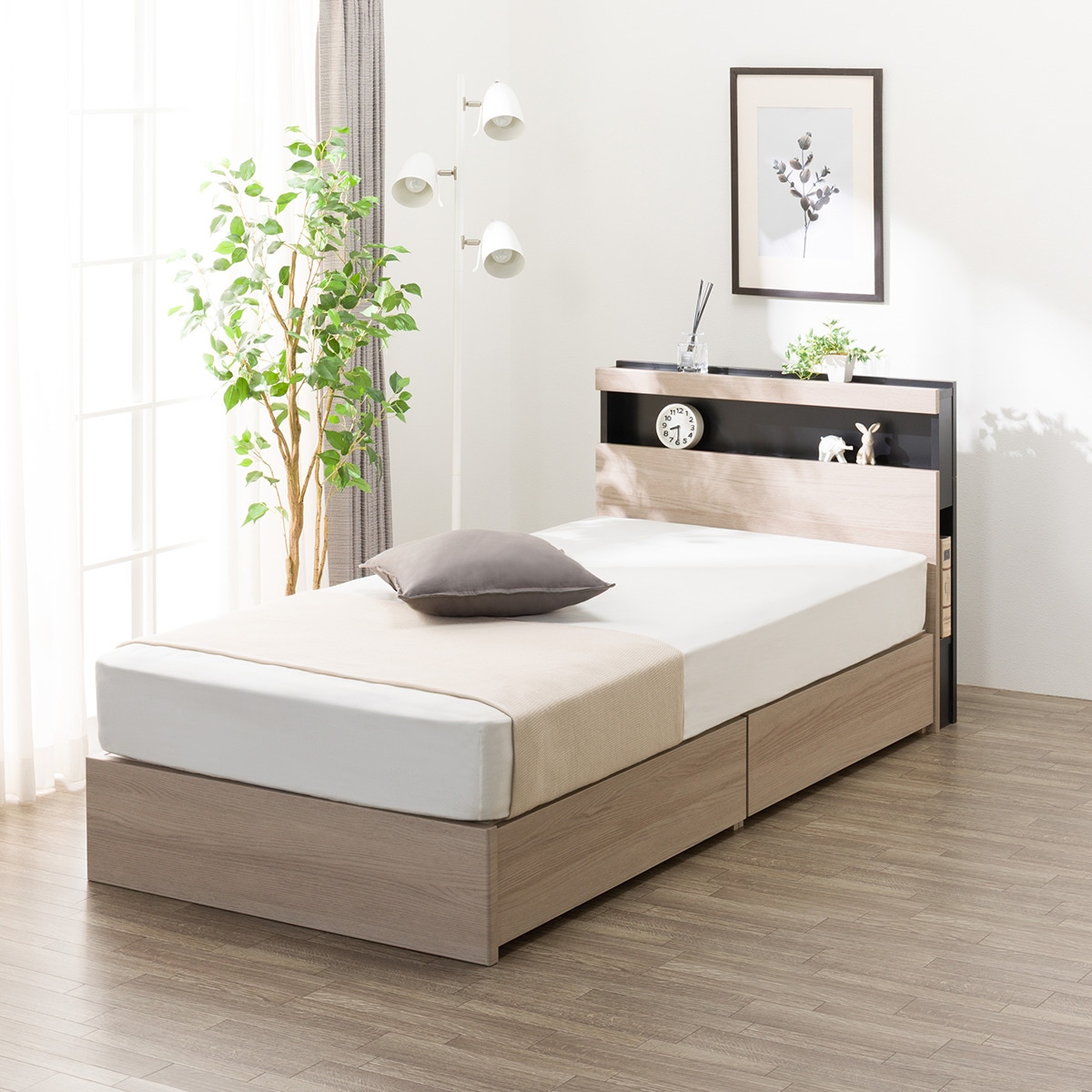 ニトリ シングル ベッドフレーム 収納付き フレームのみ 白 d3772 ニトリ ベッド シングル ベッドフレーム(S Sキャビ 引出し収納