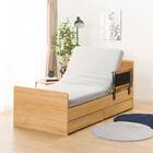 【非課税】電動シングルベッドフレーム+マットレス+サイドガード2本セット(メリッサ3 DR 2M02 LBR/NスリープE1-03VB) 2枚目画像