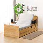 【非課税】電動シングルベッドフレーム+マットレス+サイドガード2本セット(カイト3 DR 2M02 LBR/NスリープE1-03VB) 2枚目画像