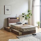 棚・コンセント・照明付きセミダブルベッドフレーム(KB MBR 引出付き/すのこ) 1枚目画像