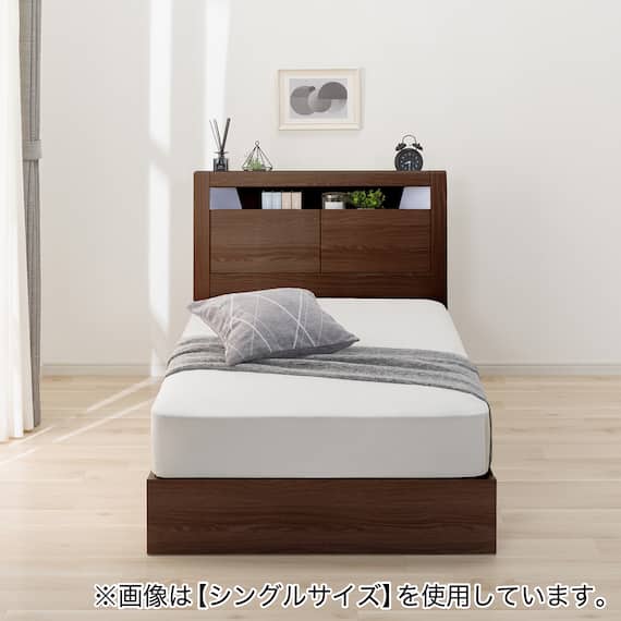 棚・コンセント・照明付きセミダブルベッドフレーム(KB MBR 引出付き/すのこ) 2枚目画像