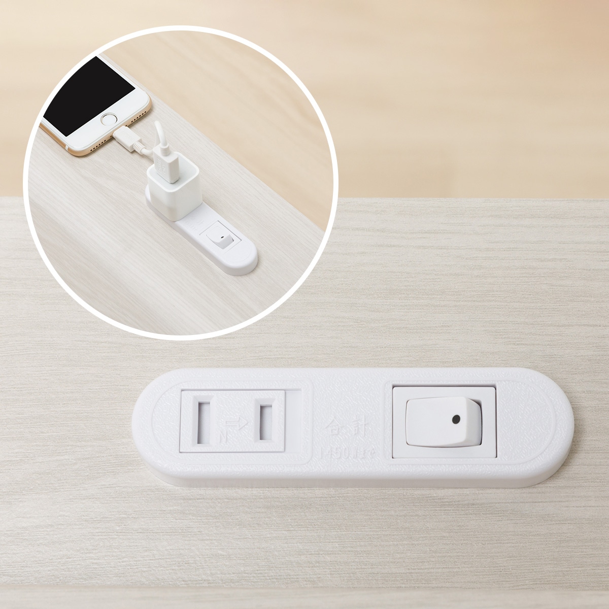 棚・コンセント・照明付きクイーンベッドフレーム(KB WW 引出付き