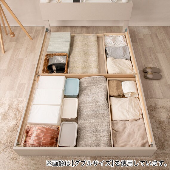 セミダブル コンセント棚付きチェストベッド (ストカトーレアイボリー) 6枚目画像