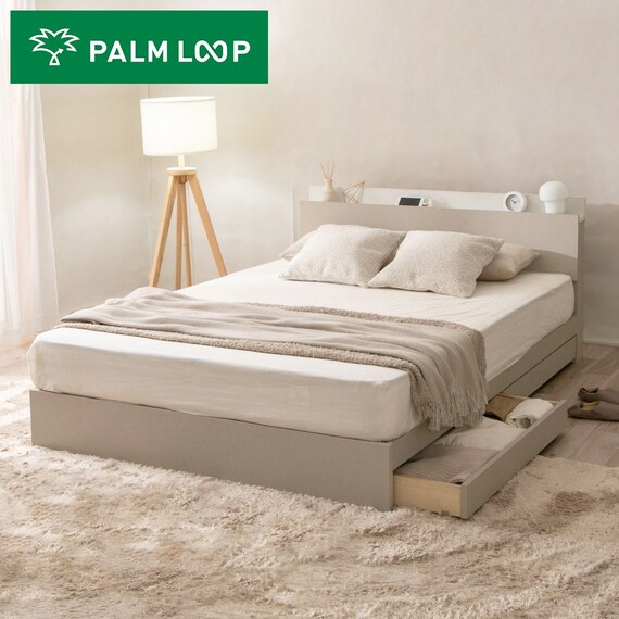 ダブル コンセント棚付きチェストベッド (ストカトーレアイボリー) 1枚目画像