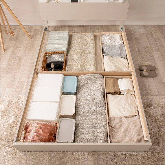 ダブル コンセント棚付きチェストベッド (ストカトーレアイボリー) 6枚目画像