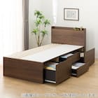 【大容量収納×棚・コンセント付き】チェストベッド + マットレスセット シングル (N-ジオT2 40M-S すのこ MBR2/U3-03 EM) 17枚目画像