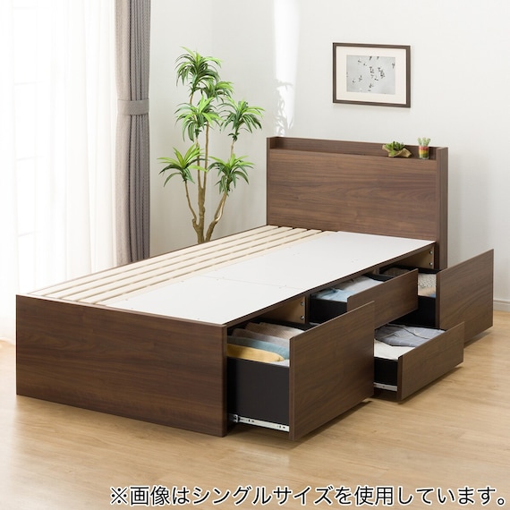 【大容量収納×棚・コンセント付き】チェストベッド + マットレスセット シングル (N-ジオT2 40M-S すのこ MBR2/U3-03 EM) 17枚目画像