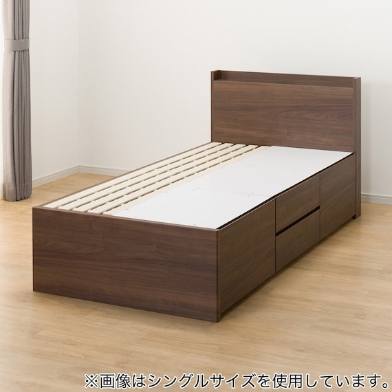 【大容量収納×棚・コンセント付き】チェストベッド + マットレスセット シングル (N-ジオT2 40M-S すのこ MBR2/U3-03 EM) 19枚目画像