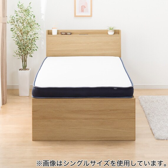 大容量収納×棚・コンセント付き】チェストベッド + マットレスセット 
