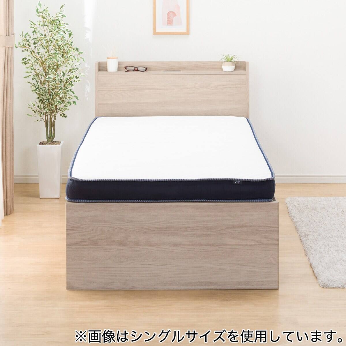 大容量収納×棚・コンセント付き】チェストベッド + マットレスセット