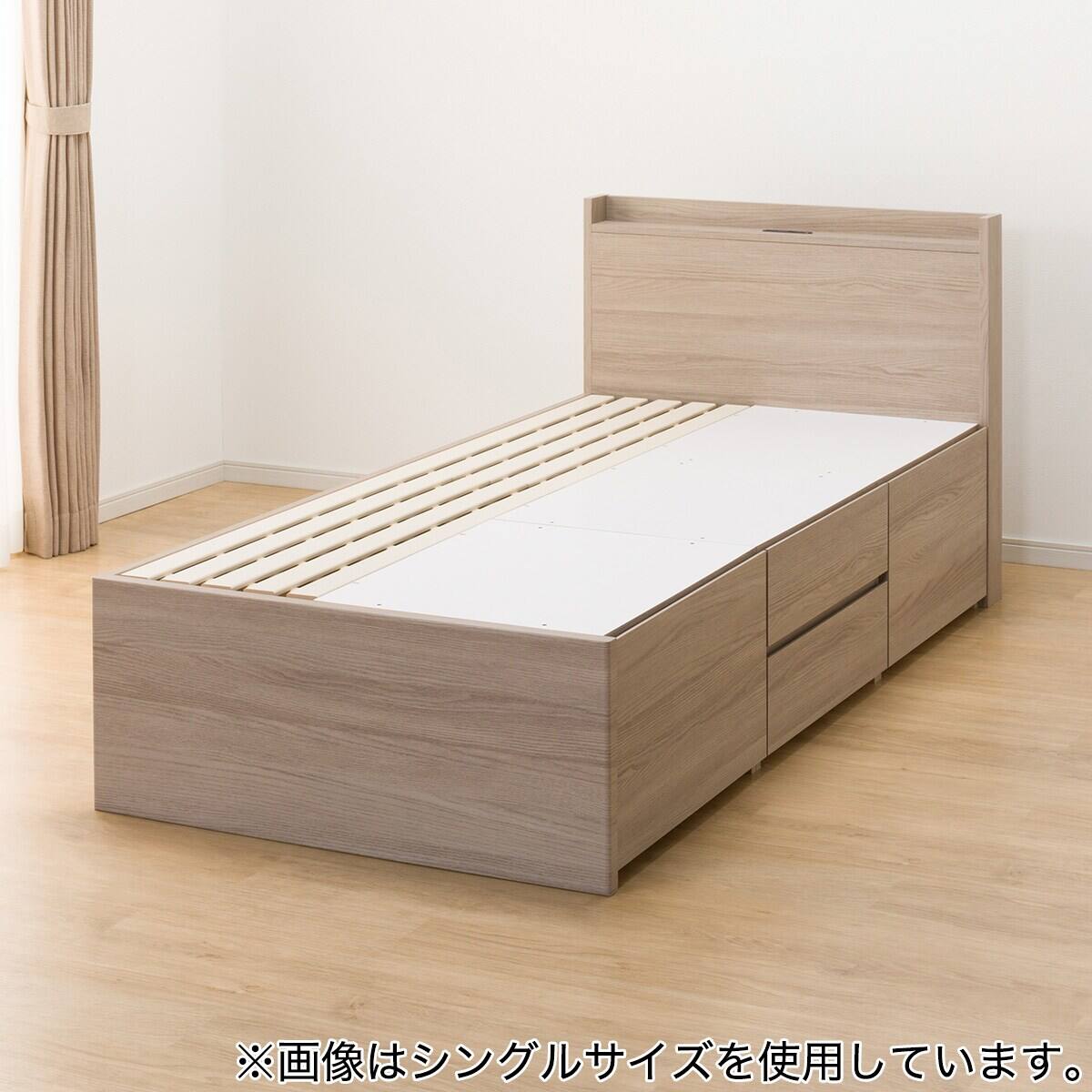 大容量収納×棚・コンセント付き】チェストベッド + マットレスセット