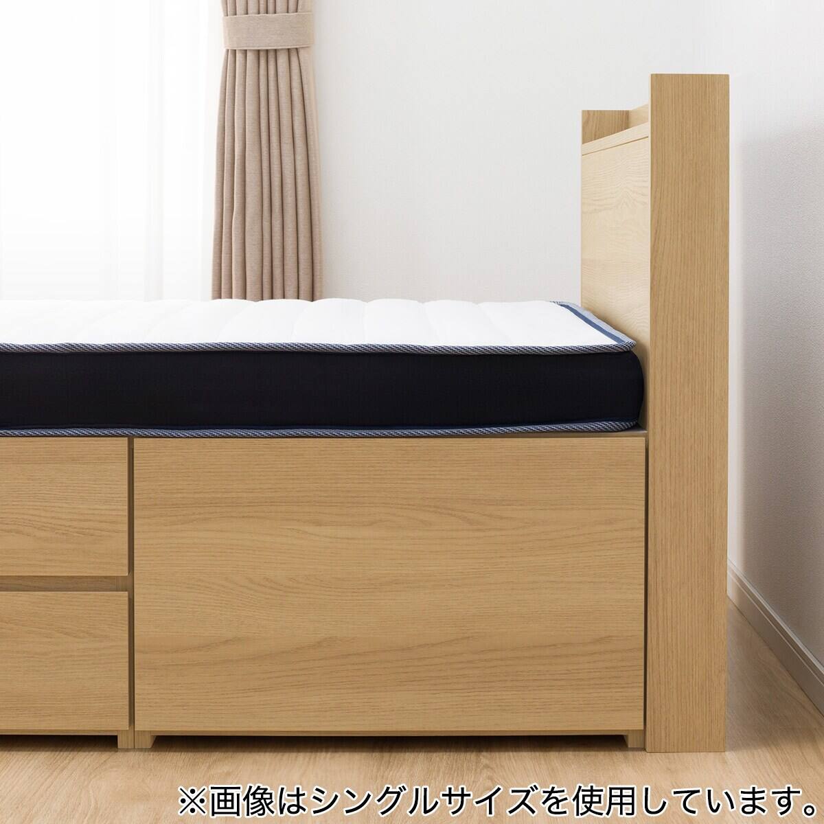 大容量収納×棚・コンセント付き】チェストベッド + マットレスセット